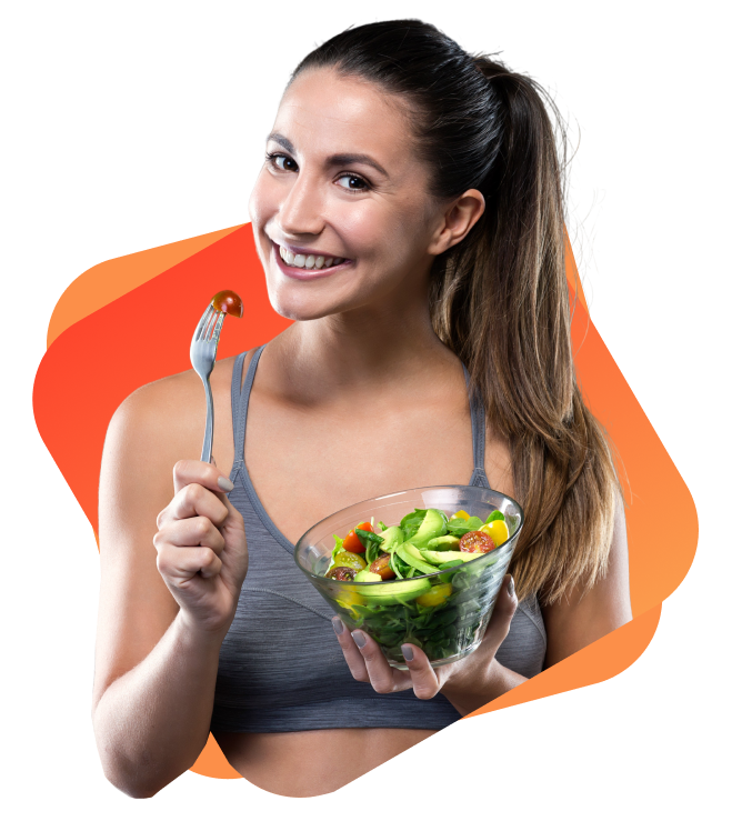 Happy Female with Salad.